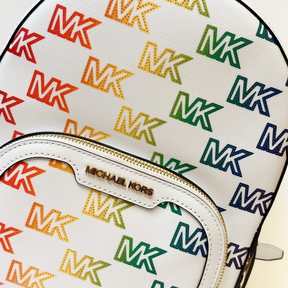 Michael Kors Jaycee Medium Backpack MK Rainbow Optic White Multi main image 4